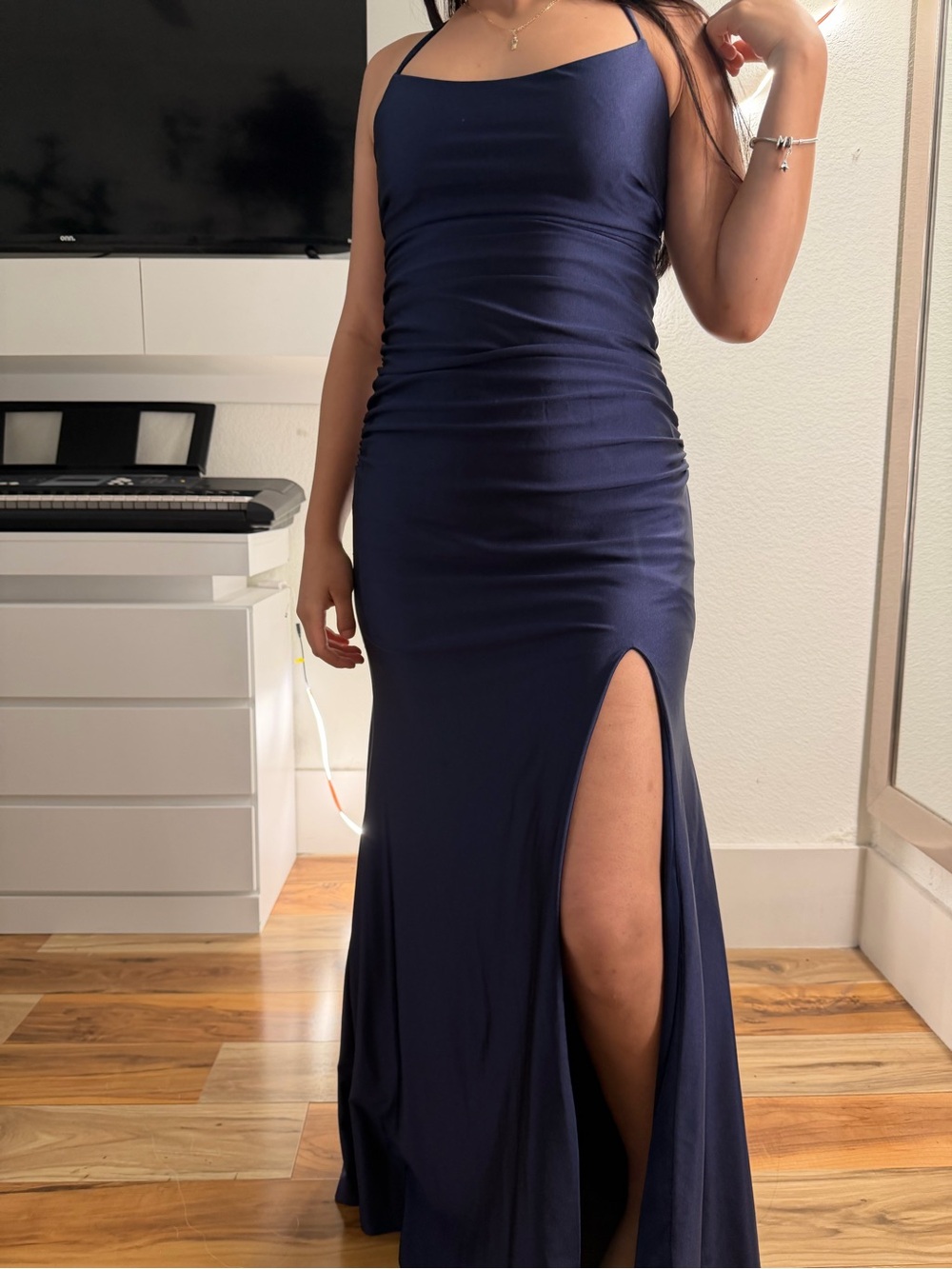 Sexy prom Navy blue dress party long dress